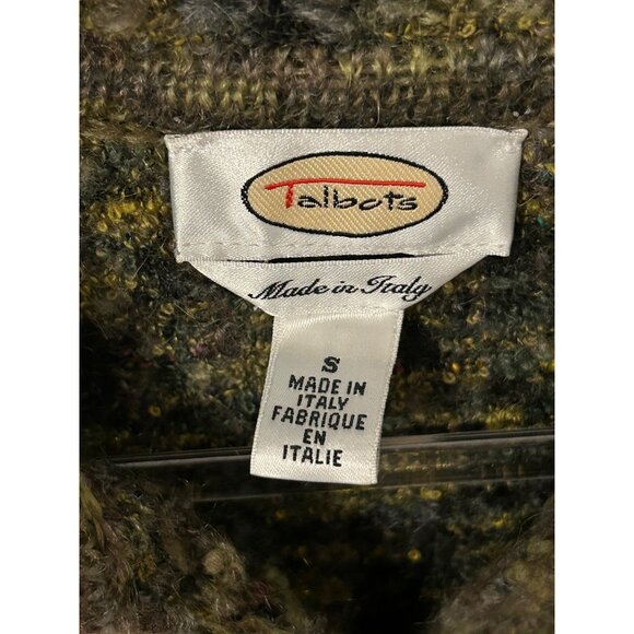 Talbots Women's Green Small Textured Button-Up Sweater Italy Mohair Wool - Picture 3 of 7